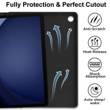 För Samsung Galaxy Tab A9+ Split Bluetooth-tangentbord Läderfodral + Dubbel-lägesmus Set - Svart US Layout