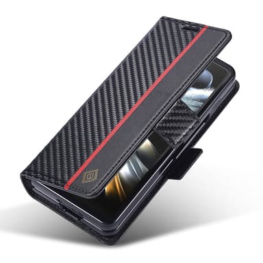 LC.IMEEKE för Samsung Galaxy Z Fold6 5G Skal med Karbonfiberstruktur och Magnetisk Stängning