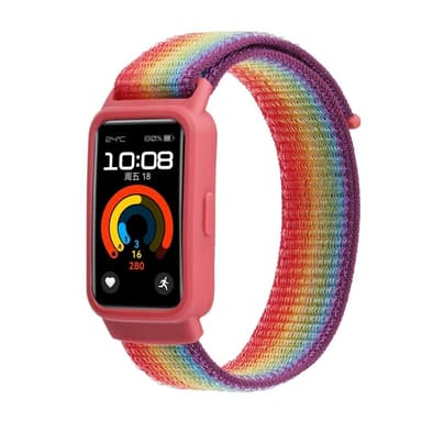 För Huawei Band 8/9 Nylon klockarmband integrerat skyddsfodral