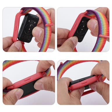 För Huawei Band 8/9 Nylon klockarmband integrerat skyddsfodral