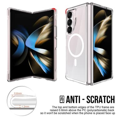 För Samsung Galaxy Z Fold6 5G Skal Kompatibelt med MagSafe Transparent Mobilskal