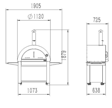 Myoutdoorkitchen - Vedeldad pizzaugn - Chicago (Rostfri)