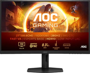 AOC C27G4ZXU 27" 280Hz välvd bildskärm gaming