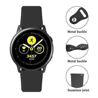 Silikonarmband för Samsung Galaxy Watch Active Svart 22 mm