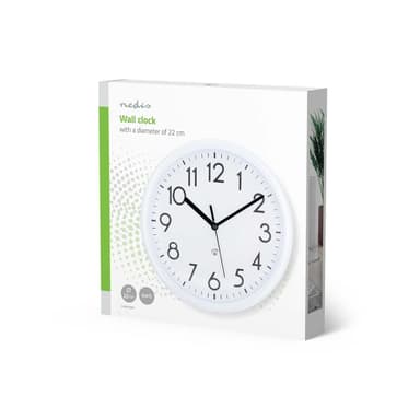 Nedis Väggklocka | Diameter: 220 mm | Plast | Vit