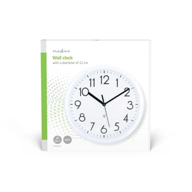 Nedis Väggklocka | Diameter: 220 mm | Plast | Vit