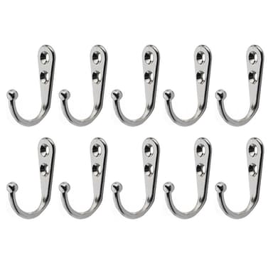 Väggkrokar med skruvar 10-pack Silver