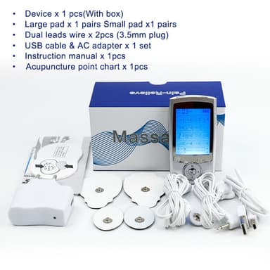 TENS apparat EMS muskelstimulator med 16 massagelägen Silver