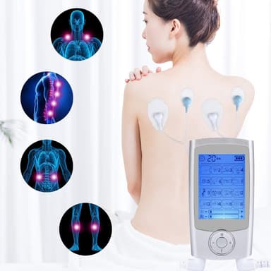 TENS apparat EMS muskelstimulator med 16 massagelägen Silver