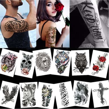 Stora temporära fake tatueringar 14 st Flerfärgad M