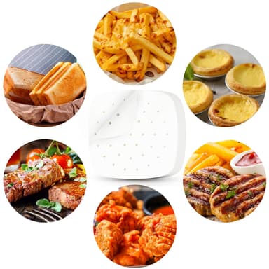 Air Fryer för engångsbruk, pappersliner non-stick 200-pack Vit 20.5 cm