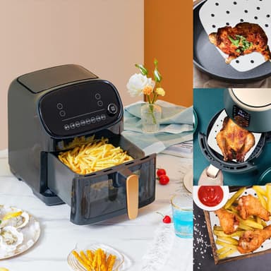 Air Fryer för engångsbruk, pappersliner non-stick 200-pack Vit 20.5 cm