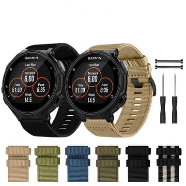 Nylon klockarmband med spänne för Garmin Kaki