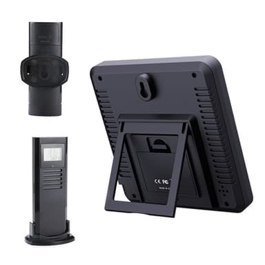 Digital termometer / hygrometer med 3 fjärrsensorer Svart