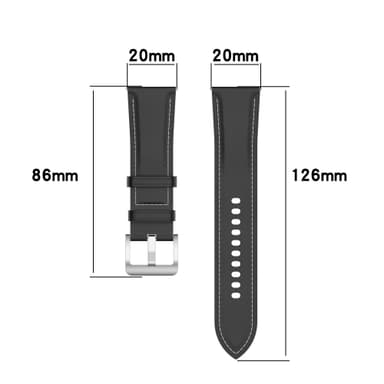 Klockarmband Äkta läder Svart 20 mm