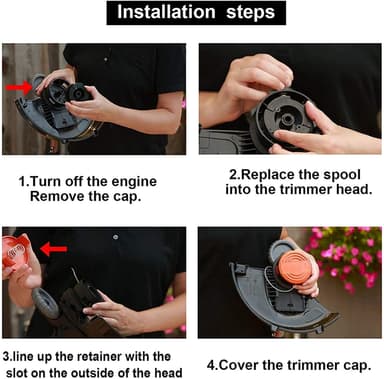 6-pack trådspolar för Black & Decker grästrimmer Svart