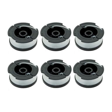 6-pack trådspolar för Black & Decker grästrimmer Svart