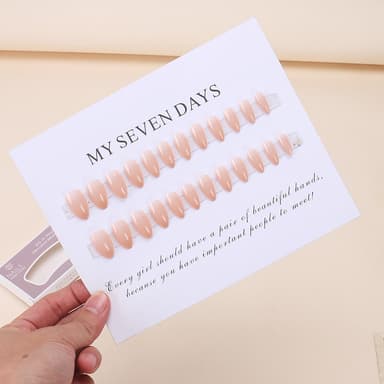 Tryck på falska naglar, gue on nails kit med nagellim Rosa