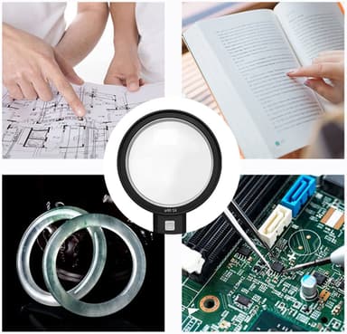 Förstoringsglas 6X/9X/15X med LED-lampa Svart