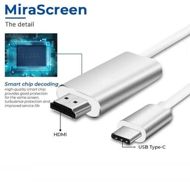 USB-C till HDMI kabel 4K  (2 meter) Vit