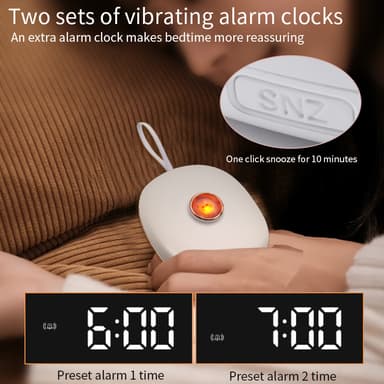 Vibrerande väckarklocka med snooze-funktion Vit