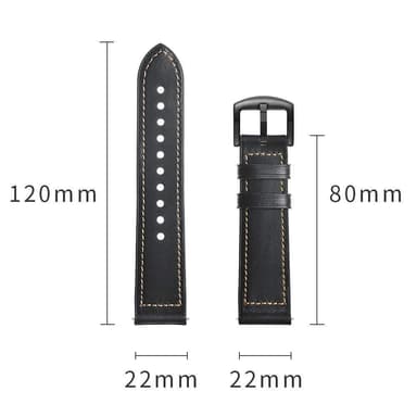 Armband Samsung Gear S3 Classic, Frontier, Galaxy Watch 22 mm Läder Sv