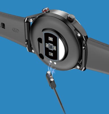 Smartwatch med blodsyre- och blodtrycksmätare Svart