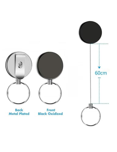 Utdragbar nyckelring med jojo-funktion och snöre 62 cm 2-pack