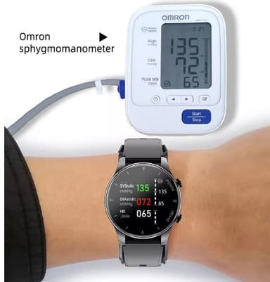 Smartwatch med blodsyre- och blodtrycksmätare Svart