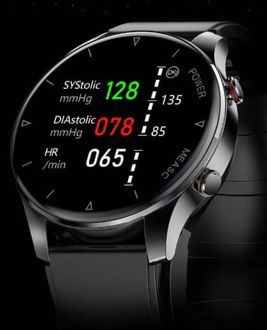 Smartwatch med blodsyre- och blodtrycksmätare Svart