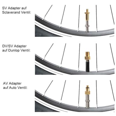 Cykelventiladapter för luftpump / Sats med 15 delar