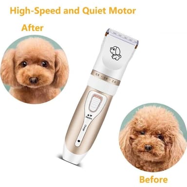 Trådlös tyst hundtrimmer med tillbehör Guld/Vit