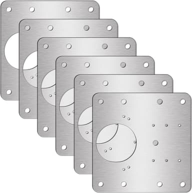 Reparationsplatta för gångjärn möbler 9x9 cm rostfritt stål 6-pack