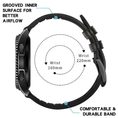 Armband Samsung Gear S3 Classic, Frontier, Galaxy Watch 22 mm Läder Sv