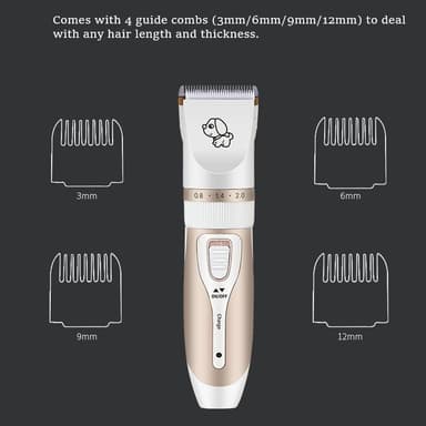 Trådlös tyst hundtrimmer med tillbehör Guld/Vit