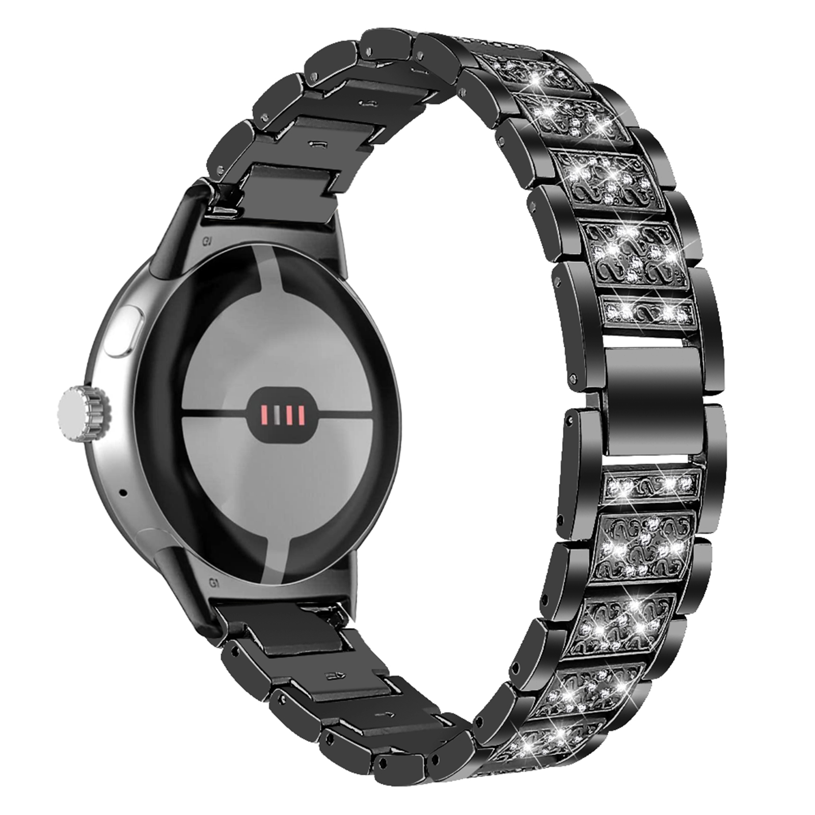 Watch Band Bling Crystal Diamonds Bands för Google Pixel Watch Svart