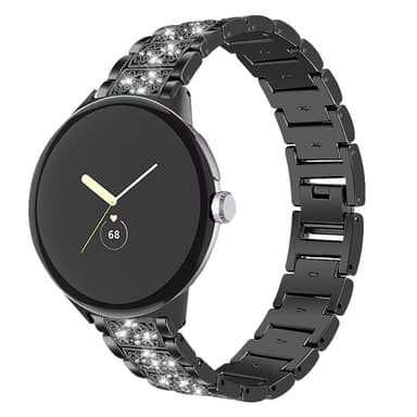 Watch Band Bling Crystal Diamonds Bands för Google Pixel Watch Svart