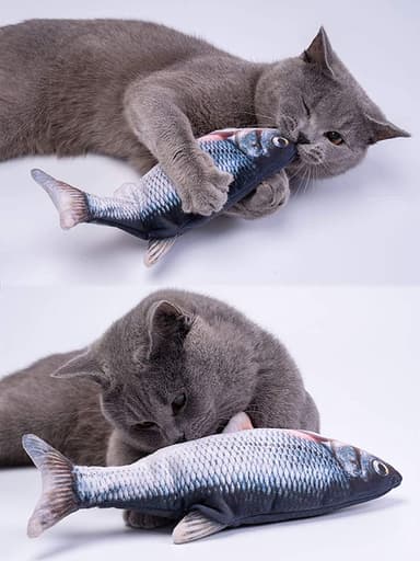 Interaktiv kattleksak Sprattlande Fisk Grå