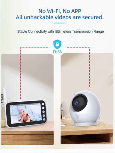 Videomonitor med kamera 2,4G-överföring, 2-vägsljud, infrarött mörkers