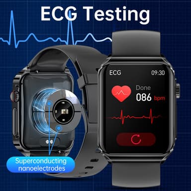 Smartklocka med EKG/Bluetooth-samtal och musik Svart