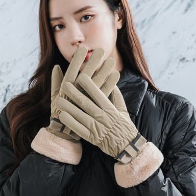 Varma vinterhandskar med touch Kaki S