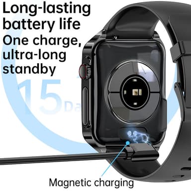Smartklocka med EKG/Bluetooth-samtal och musik Svart