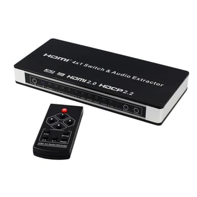 4x1 HDMI Switch och ljuddelare UHD 4K 3D HDMI 2.0 ARC Toslink+RCA