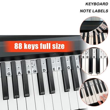 Avtagbara piano och keyboard etiketter 88 tangenter Vit