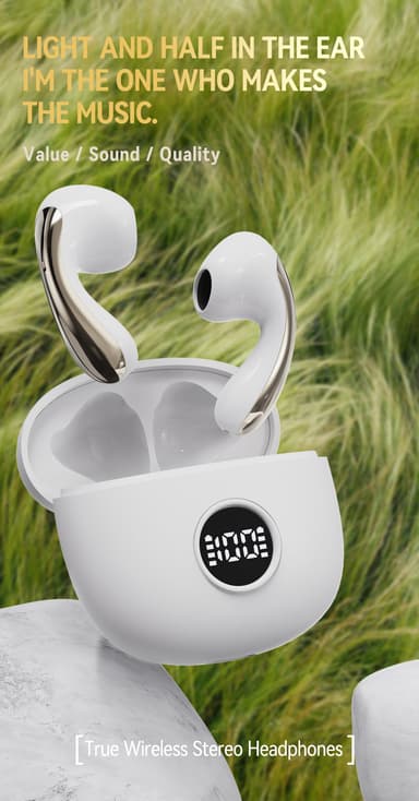 Trådlösa in-ear hörlurar med Bluetooth 5.3, brusreducering och laddfod