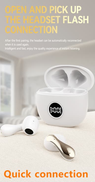 Trådlösa in-ear hörlurar med Bluetooth 5.3, brusreducering och laddfod