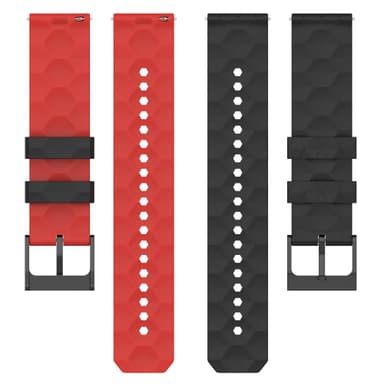 Unikt fotbollsmönster i silikon armband som passar för 20 mm Röd