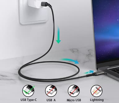 USB-C till USB-C-kabel 5A/20V PD 100W Svart 2 m