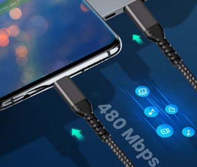 USB-C till USB-C-kabel 5A/20V PD 100W Svart 2 m