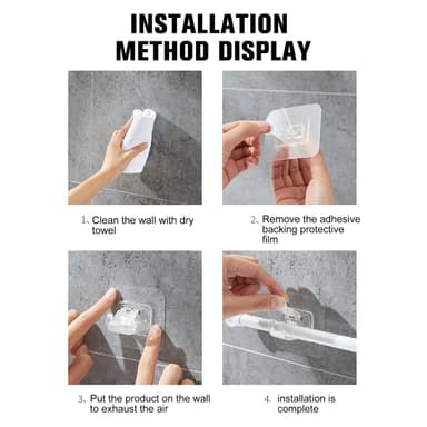 Självhäftande hållare för gardinstång 2-pack Transparent